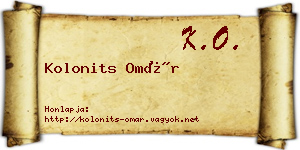 Kolonits Omár névjegykártya